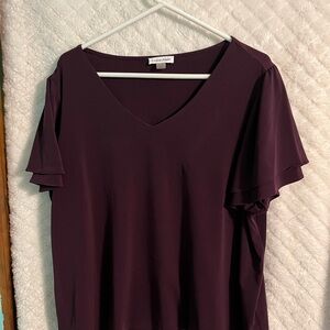 Calvin Klein Plum Purple V-Neck Blouse